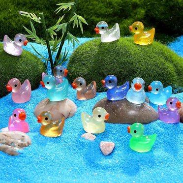 400 PCS Luminous Mini Resin Ducks Glow in the Dark Tiny Duck for Garden Christmas Birthday DIY Decoration Craft