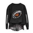 thumbnail image 2 of Meichang Chandail de Football pour Femmes, Coupe Ample, Manches Longues, Col Ras du Cou, Chandails Graphiques, Coupe Ample, Automne Hiver, Chandail à Enfiler Décontracté, Vêtements pour le Dimanche Jour de Match, 2 of 5
