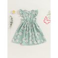 thumbnail image 2 of EYIIYE Robe Midi d'Été pour Petite Fille 1T-8T, Robe Trapèze à Manches Volantées pour Tout-Petit, Imprimé Floral, Col Rond, Robe Décontractée, Col Rond, Robe de Princesse à Fleurs pour Fête, Mode pour Enfants, Vêtements Mignons pour les Vacances, 2 of 6