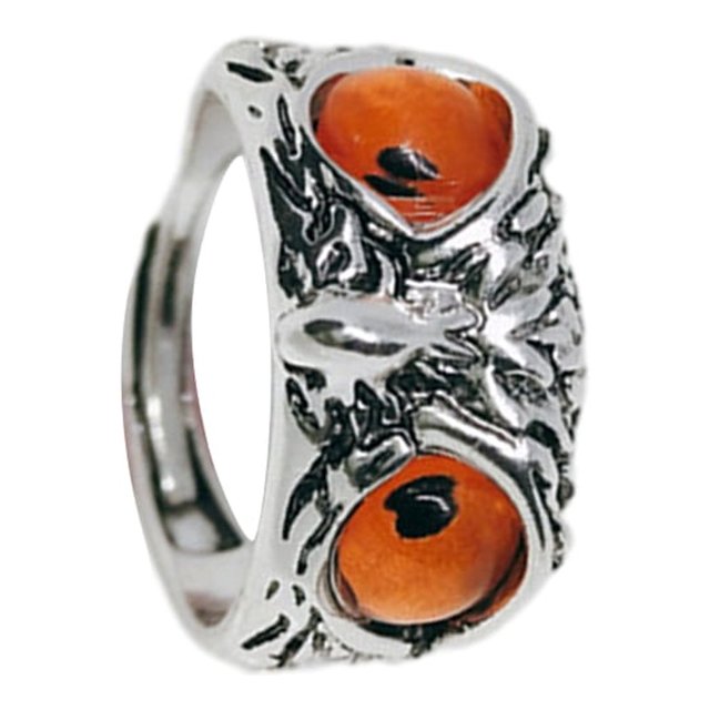 Maytalsory Retro Owl Eye Ring Electroplated With Luster Eye Owl Ring Alloy Exquisite Craft Adjustable Size Official Yellow 1Set