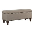 thumbnail image 1 of HomePop Traditional Fabric Large Storage Bench with Nailhead Trim in Tan, 1 of 11