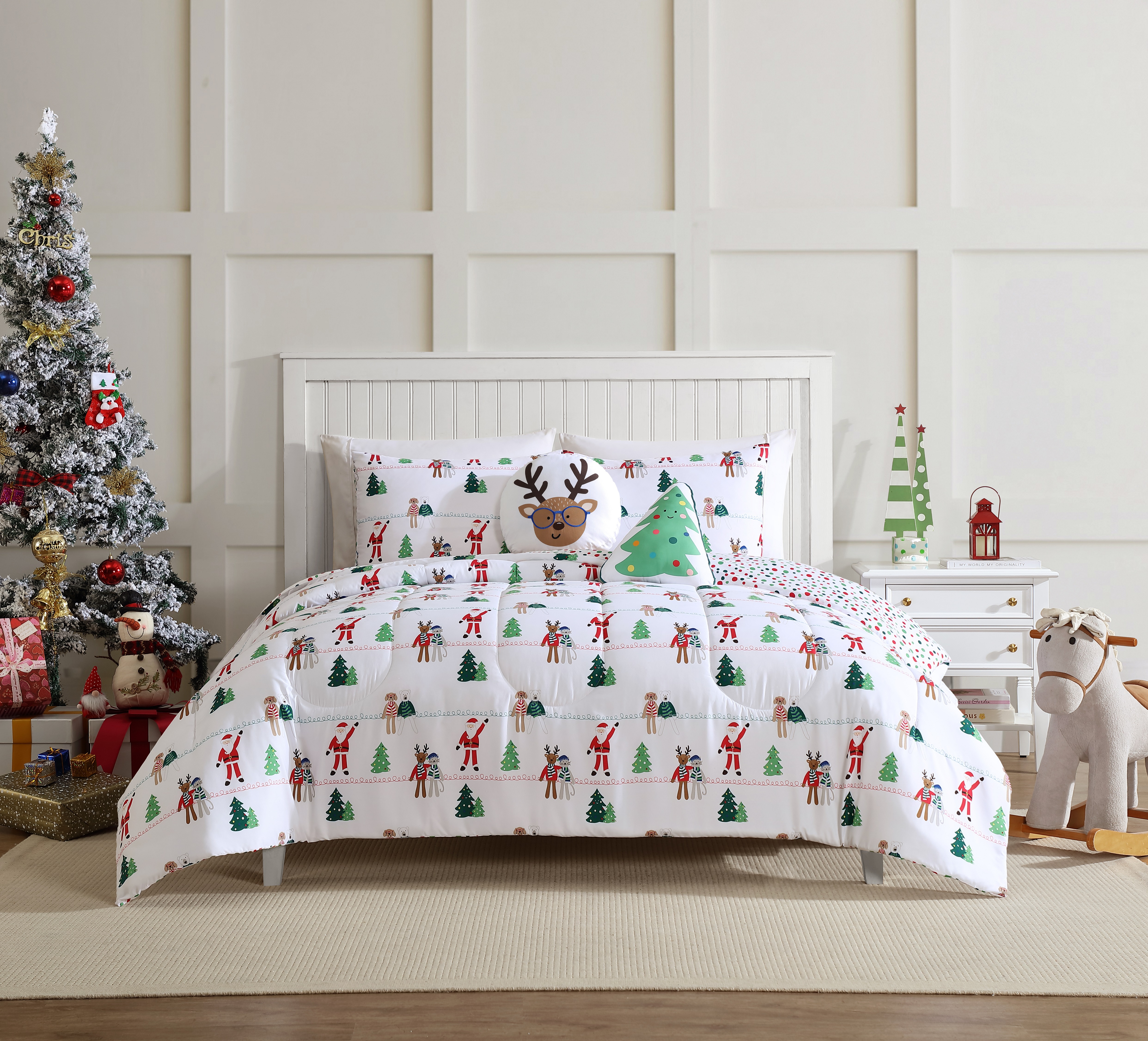 Holiday Time 4 pieces Comforter Set, Twin Bedding Set Tinsel TownKids