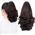 thumbnail image 1 of ORUYROP Extension de Queue de Cheval, extensions de Cheveux à Pince Griffe de 12 Pouces Queue de Cheval Cheveux Courts Bouclés Extension de Cheveux Pièce de Cheveux Synthétique d'Apparence Naturelle pour Femmes Noir Brun, 1 of 7
