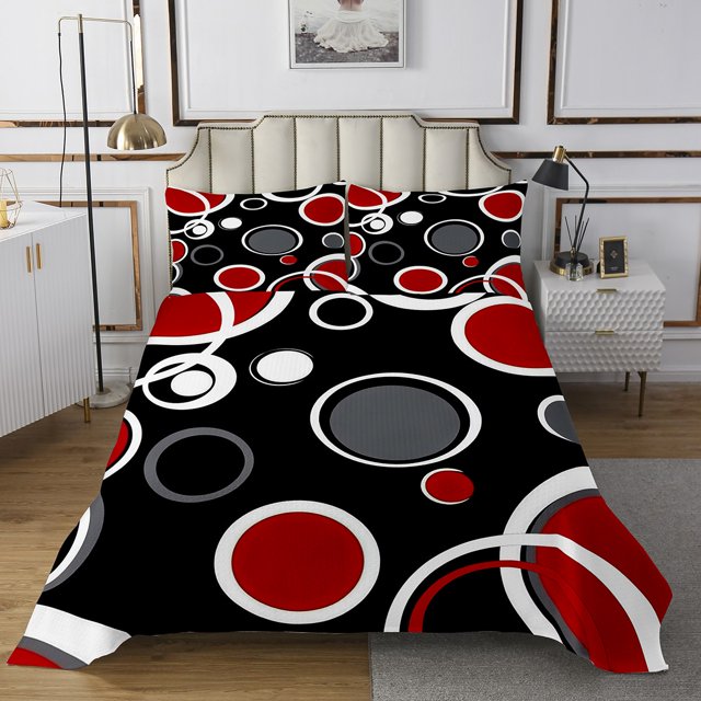 Erosebridal Geometry Abstract Coverlet Set King, Circle Minimalst Bedding Set, Modern Fashion Decor