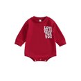 thumbnail image 1 of Kmbangi Newborn Baby Sweatshirts Rompers Letter Print Long Sleeve Spring Fall Infant Jumpsuits for 0-18M, 1 of 8