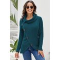 thumbnail image 4 of Chandails Femme Chauds Chandails Asymétriques Tricotés Col Roulé Uni Portefeuille Tricoté Manches Longues Chemises Hauts Décontracté TTG, 4 of 6