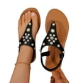thumbnail image 1 of LSLJS Glamorous Outdoors T-strap Flat Sandals for Women Rhinestone Decor Plain PVC Toe Post Thong Sandals, Womens Flip Flops, 1 of 8