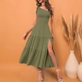 thumbnail image 2 of Kcodviy Robe Midi Décontractée d'Été 2025 pour Femme, une Épaule, Sans Manches, Smockée, Robes Extensibles pour Femme, Taille Élastique, Robe Midi à Étages pour Femme, Robe d'Été, 2 of 4