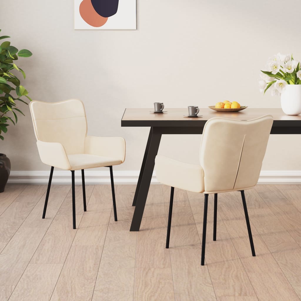 vidaXL Chaises de Salle à Manger 2 Pcs Velours Crème