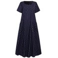 thumbnail image 3 of Fridja Robes Maxi à Manches Courtes Amples pour Femmes Grande Taille avec Poches et Imprimé à Pois, 3 of 6
