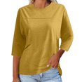thumbnail image 2 of Plebaso T-Shirts Décontractés pour Femmes à Manches 3/4, Col Rond, Tuniques Amples, Hauts Unis, Chemisiers d'Été, Tee pour Femmes, 2 of 7