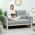 thumbnail image 2 of HOMCOM 53" Loveseat Sofa, Small 2 Seater Couch with Solid Wood Legs, Grey, 2 of 10