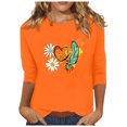 thumbnail image 1 of Dadaria T-Shirt pour Femmes Matters Orange Chemise Manches 3/4 T-Shirt Col Rond Hauts Grande Taille Chandail d'Été Blouses TG, 1 of 5