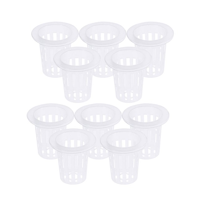 10pcs Translucent Pots Slotted Mesh Soilless Culture Vegetable Net Pots Baskets Cups for Hydroponics Aquaponics Orchids