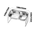 thumbnail image 3 of TopLLC Bol pour Minou en Acier Inoxydable Bol de Nourriture pour Minou Bol d'Eau pour Chien pour Minou Riz Nourriture et Eau Intégrées Sans Chocs et Protection du Cou Bassin pour Chat en Acier Inoxydable, 3 of 6