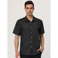 thumbnail image 3 of INSPIRE CHIC Men's Short Sleeves Polka Dots Button Down Shirt Black 38, 3 of 7