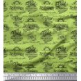 thumbnail image 1 of Soimoi Tissu en Velours Vert Imprimés Soleil et Texte au Mètre 58 Pouces de Large, 1 of 5
