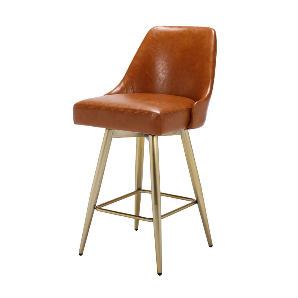 CENTRA STOOLcounter stool made with PU Brushed gold legs38"H (SH 26) x 20"W x 21.5"DSeat: 18"W x 17"DBack: 13" H