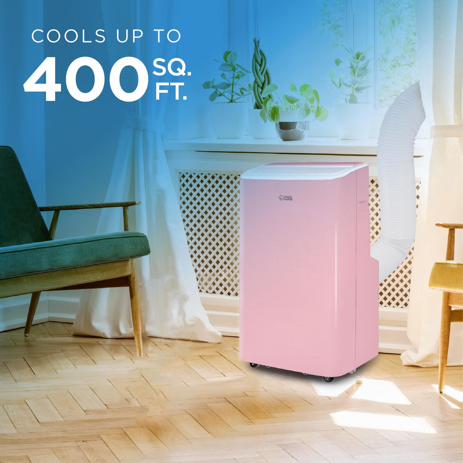 Commercial Cool Climatiseur portable intelligent ASHRAE 128, 9 000 BTU, 6 350 BTU SACC/CEC, rose
