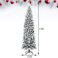 thumbnail image 2 of Gymax 7.5ft Snow Flocked Pencil Christmas Tree Artificial Pine Tree w/ Metal Stand, 2 of 10