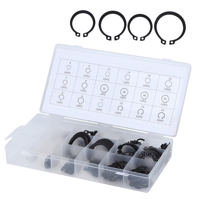 Ensemble d'Assortiment d'Anneaux de Retenue Externe, Kit de Clip E-Clip 2-32mm Kit de Clip Circulaire Durable pour la Résistance à la Traction