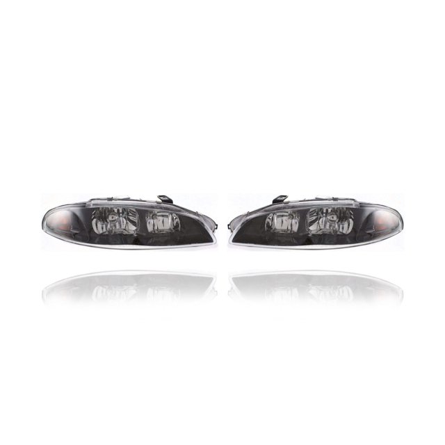 Headlight Assembly - Compatible/Replacement for '97-99 Mitsubishi Eclipse - Pair, Left Driver + Right Passenger Set - MR485144, MR485143