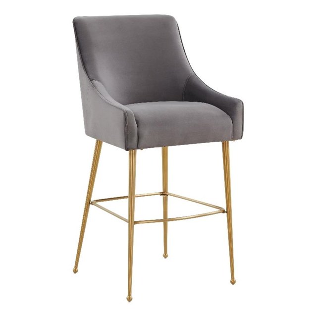TOV Furniture Beatrix Dark Grey Velvet Upholstered Counter Stool - Gold Legs
