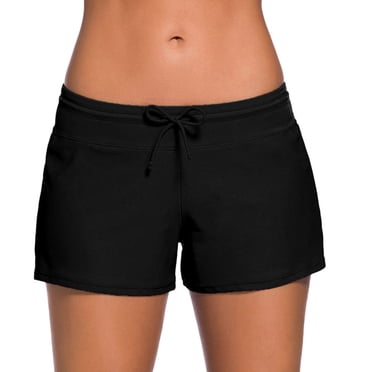 ameIAEA Short de Bain pour Femme Taille Élastique à Cordon Short de Planche de Plage Bas de Maillot de Bain