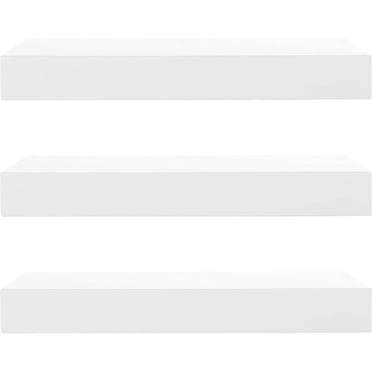 Kiera Grace Set of Three Classic Wooden Maine Floating Wall Shelves, 12"L, White