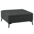 thumbnail image 4 of CorLiving Linden Black Upholstered Square Storage Ottoman with Metal Legs, 4 of 9