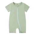 thumbnail image 1 of MIASHUI Baby Short Sleeve Rompers Girls Boys Zipper Jumpsuit Pajamas,Light Green,6-12 Months, 1 of 2