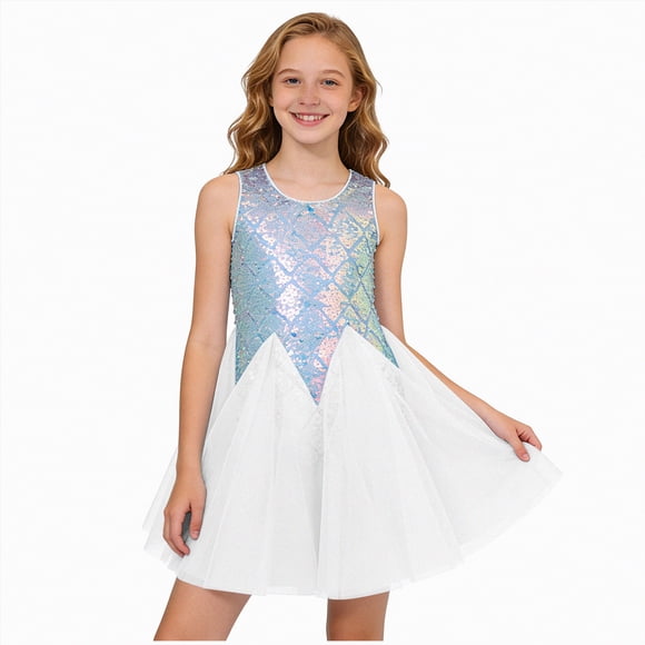 Gubotare Kids Dress Girls Lace Flower Ruffle Dress Chiffon Halter A Line High Low Flowy Junior Bridesmaid Dresses for Wedding Party Size 12-13 (White,12-13 Years)