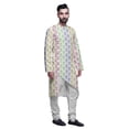 thumbnail image 2 of Atasi Indian Asymmetric Party Wear Kurta With White Churidar Pajama Set For Men, 2 of 3