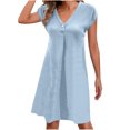thumbnail image 1 of Jusqu'à 65 % de Rabais! Robes d'Été Mode pour Femmes 2024 Grande Taille Col en V Décontractée à Boutons Manches Courtes Robe Mini, 1 of 5