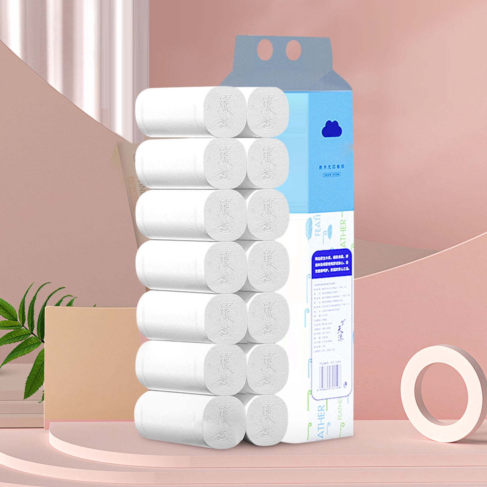 Birdeem Paper Towels Rolls, Hand Towels for Bathroom, 14 Rolls of Toilet Paper 4-Layer Toilet Paper Kitchen Paper Wooden Paddles Household Hand Towels Affordable Packaging, Bathroom Hand Towels