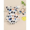 thumbnail image 4 of FAROOT Baby Girl Summer 2 Piece Set Rooster Print Lace Square Neck Ruffle Sleeve Jumpsuit Bow Headband, 4 of 9