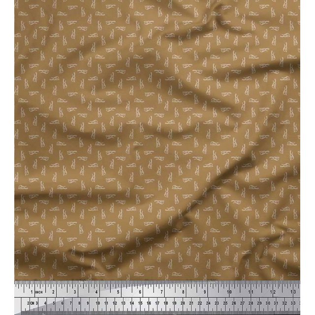 Soimoi Rayon Fabric Guitar Musical Instrument Printed Fabric 1 Yard 42 Inch Wide
