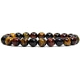 thumbnail image 1 of Natural AA Grade Multicolor Tiger Eye Gemstone 8mm Round Beads Elastic Bracelet 7 Inch, 1 of 5