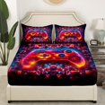 thumbnail image 3 of Erosebridal Neon Red Gamepad Full Sheet Sets, Geometric Circuit Board Bedding Full Size 4-Piece, 3 of 7