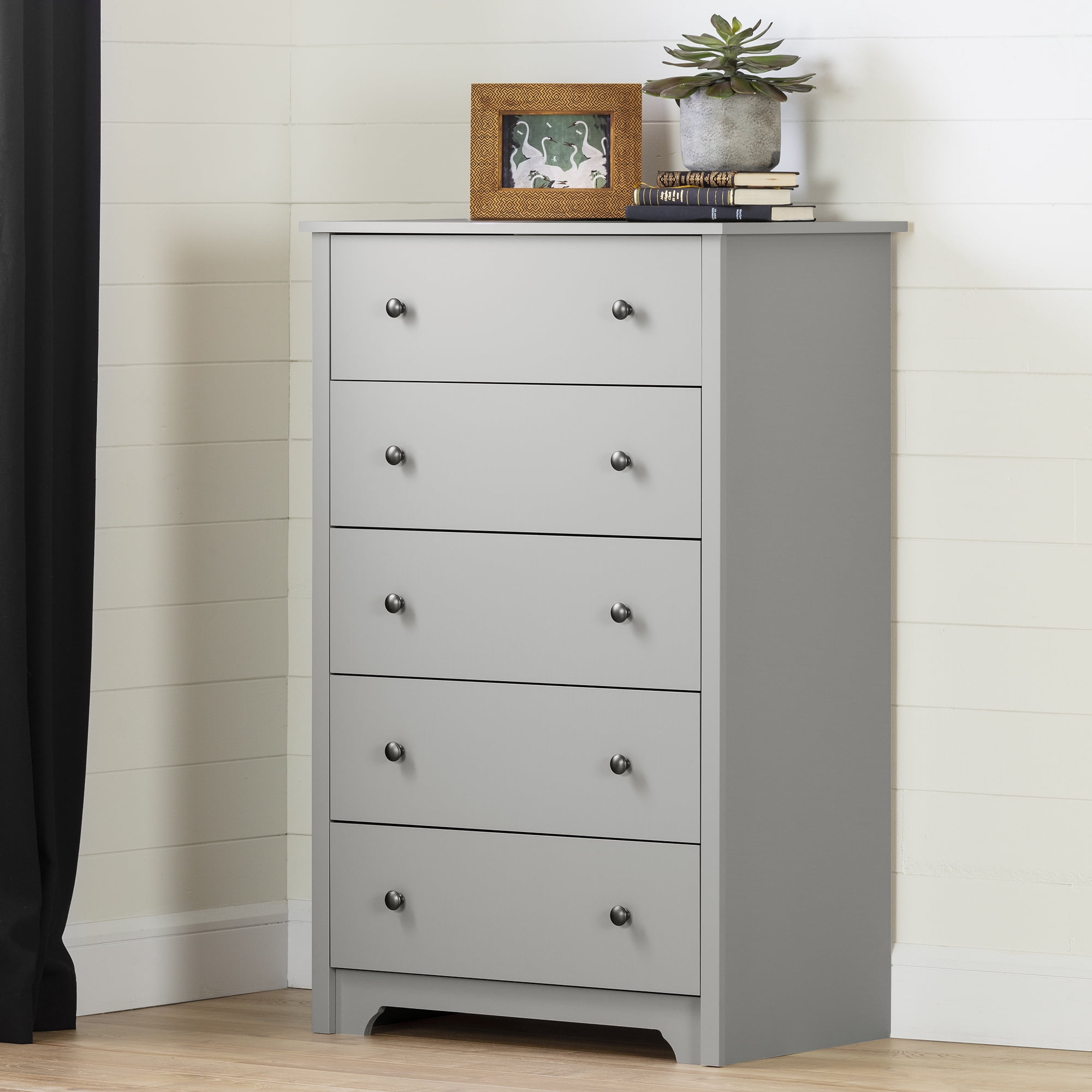 South Shore Vito 5-Drawer Chest for Adult, in Soft Gray