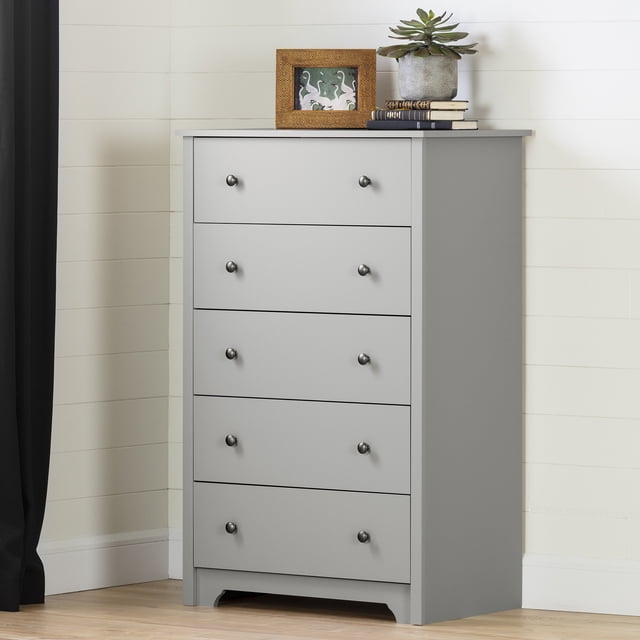 South Shore Vito 5-Drawer Chest for Adult, in Soft Gray
