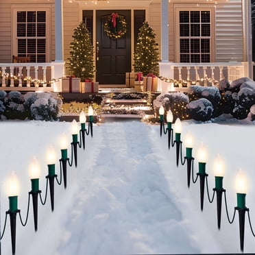 Joyfy Christmas Pathway Lights Outdoor,30.75 FT 24 LED Walkway Lights with Marker Stakes,Outdoor Christmas Lights for House Warm White Christmas Decorations
