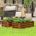 thumbnail image 2 of Outsunny Galvanized Raised Garden Beds Set of 2, Brown Wood Effect, 2 of 10
