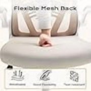Ergonomic Mesh Office Chair – High Back, Adjustable Lumbar Support, Removable Headrest, Reverse-Up Armrests, Wide Seat, 300lbs Capacity, Swivel Rocking, White Frame | Khaki Network