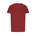 thumbnail image 4 of Hauts d'Été à Manches Courtes Femme Mode 2024 Blouses Plissées Chic Décontractées Col Ras du Cou T-Shirts de Couleur Unie (Grand, Rouge), 4 of 6