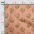 thumbnail image 1 of oneOone Silk Tabby Fabric Peacock Block Printed Fabric 1 Yard 42 Inch Wide, 1 of 4