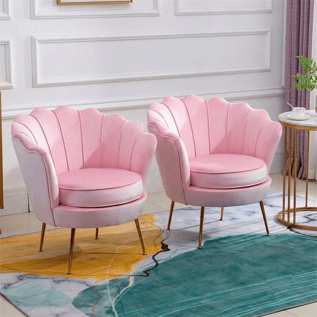 Heavenly Collection Lot de 2 Fauteuils d'Appoint Velours pour Salon Chambre Coiffeuse, Rose, Style Glamour