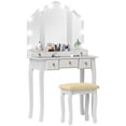 thumbnail image 1 of HOMCOM Ensemble de Coiffeuse avec Miroir et Tabouret, Coiffeuse avec Rangement, Blanc, 1 of 10