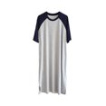 thumbnail image 1 of Chemise de Nuit Homme Coton Raglan Vêtements de Nuit Légers Robe de Pyjama Respirante Col Rond Chemise de Nuit à Empiècements Bleu Foncé/gris Clair TTG, 1 of 9