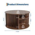thumbnail image 3 of EDTara Round 28-Inch Coffee Table, Mid Century Modern Fluted Base With Hidden Storage and Sliding Tambour Door, 3 of 7